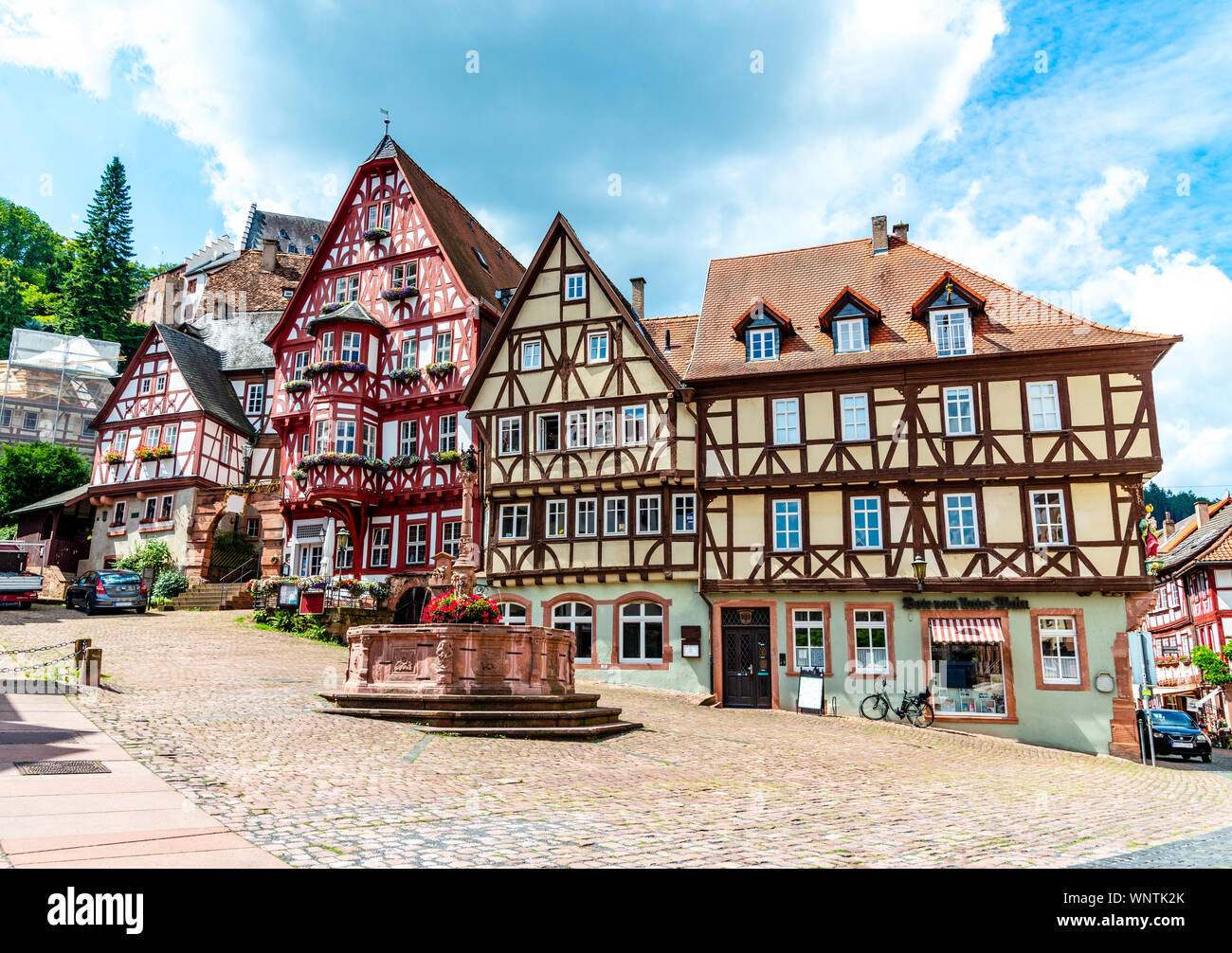Colorful halftimbered houses on the market place (Alter Marktplatz) in