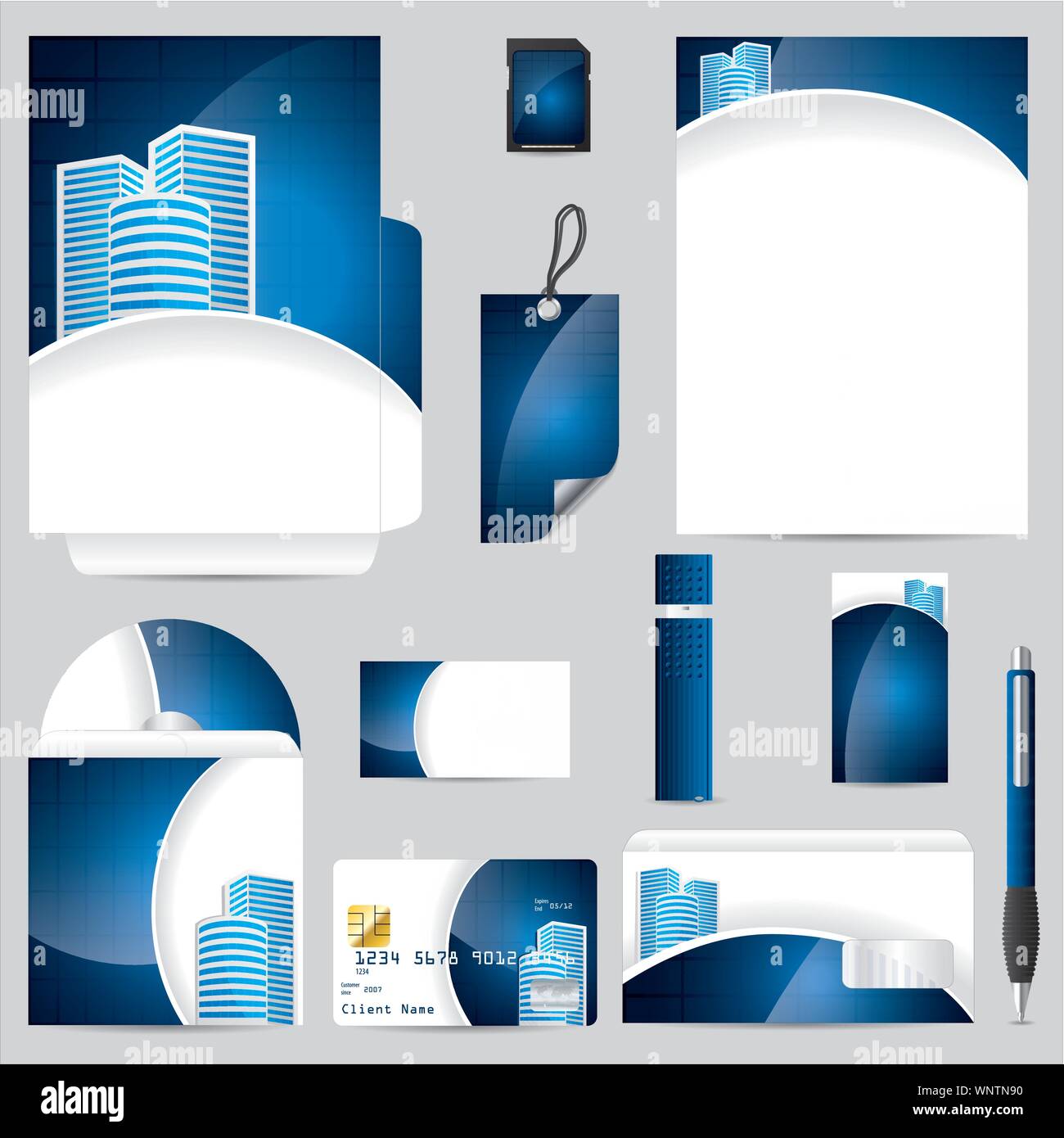 Business vector set in blue Stock Vector