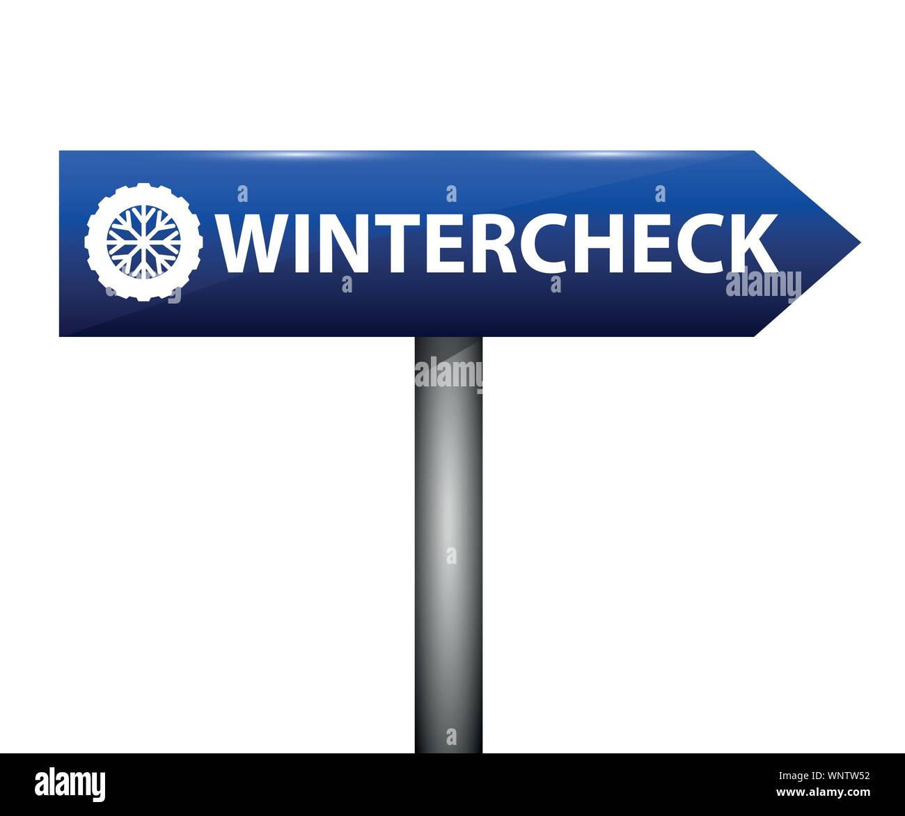 wintercheck car tires typography on a blue road sign vector illustration EPS10 Stock Vector