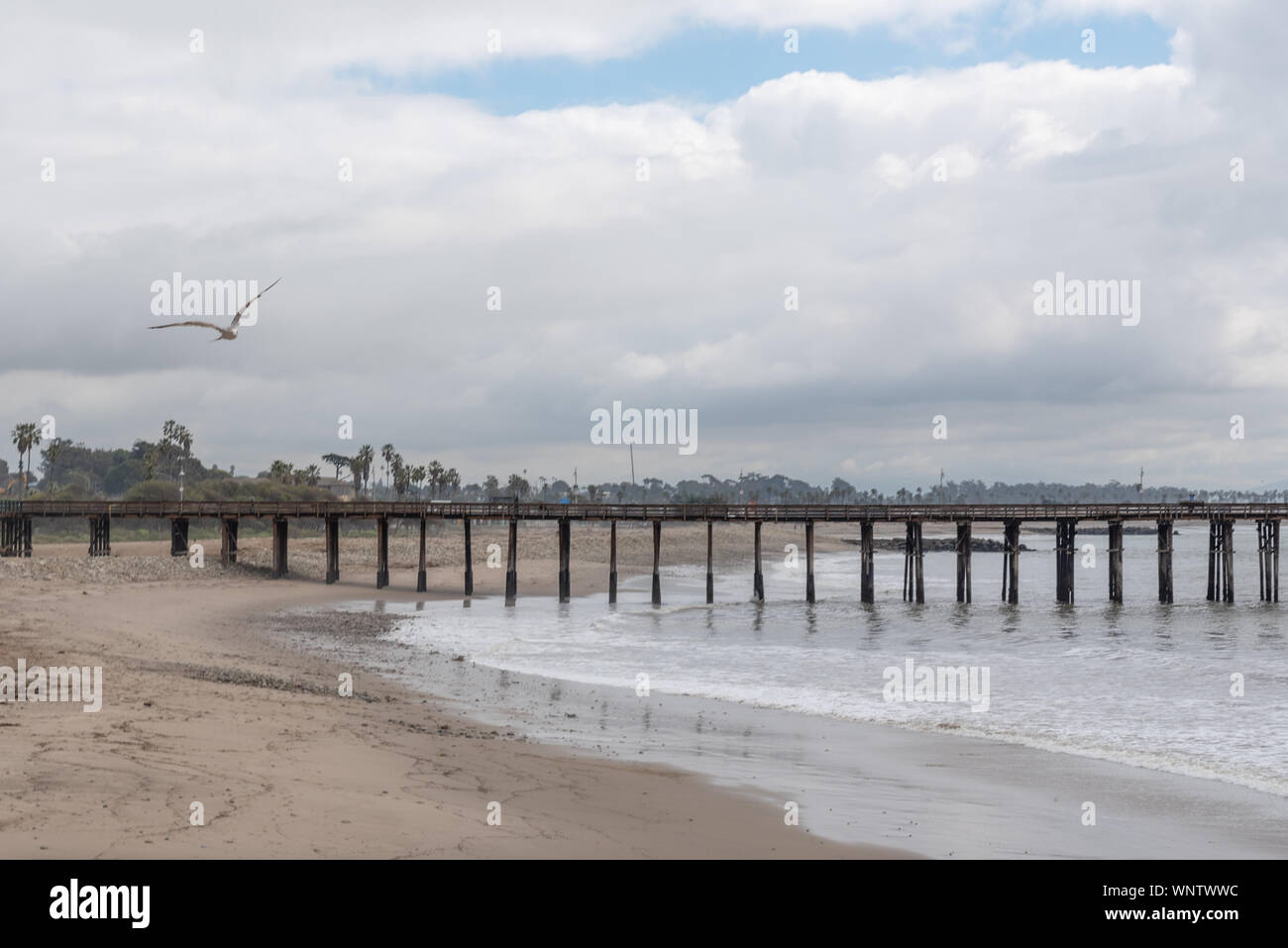 A pier on a cloudy day Stock Photo