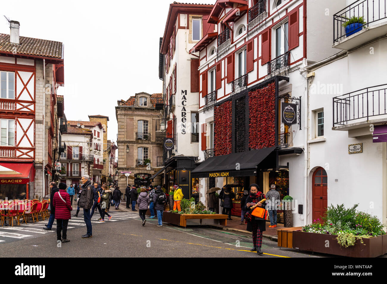 View of Saint Jean de Luz old town with typical half timbered houses. Saint  Jean de Luz, France, January 2019 Stock Photo - Alamy