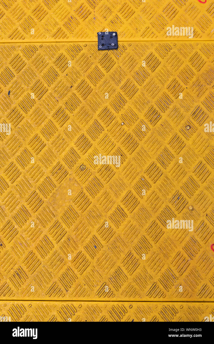 Temporary Yellow Plastic Floor Cover at Construction Site Stock Photo