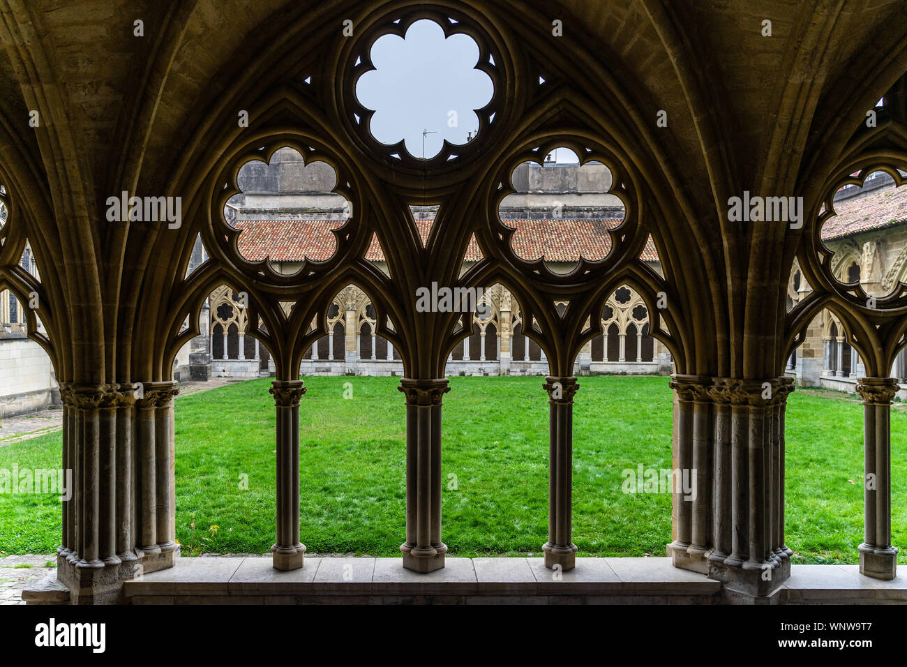 Gothic style decorations in the cloister of Bayonne Cathedral (Cathedral Sainte-Marie), France Stock Photo