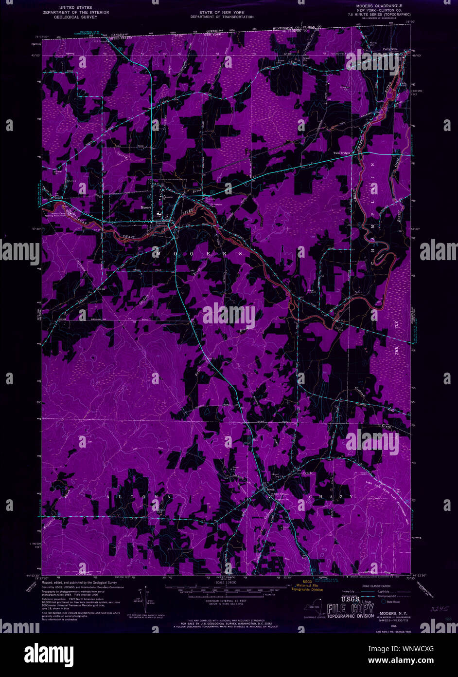 New York NY Mooers 130654 1966 24000 Inverted Restoration Stock Photo