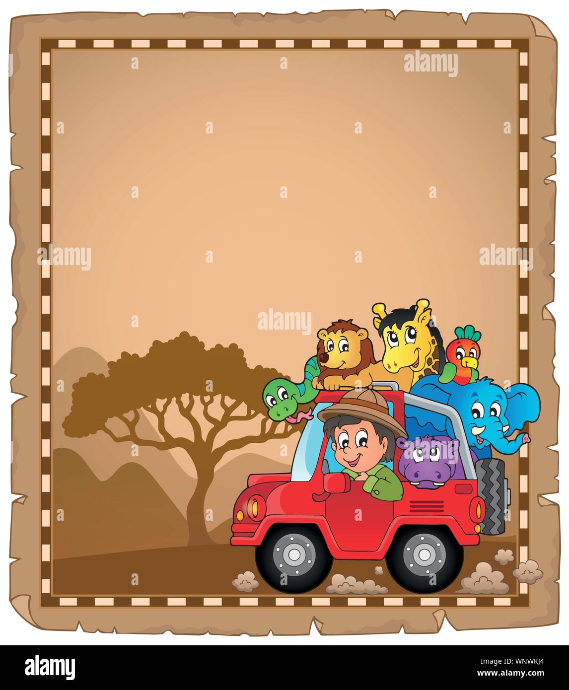 Parchment with car and traveller 2 Stock Vector Image & Art Alamy