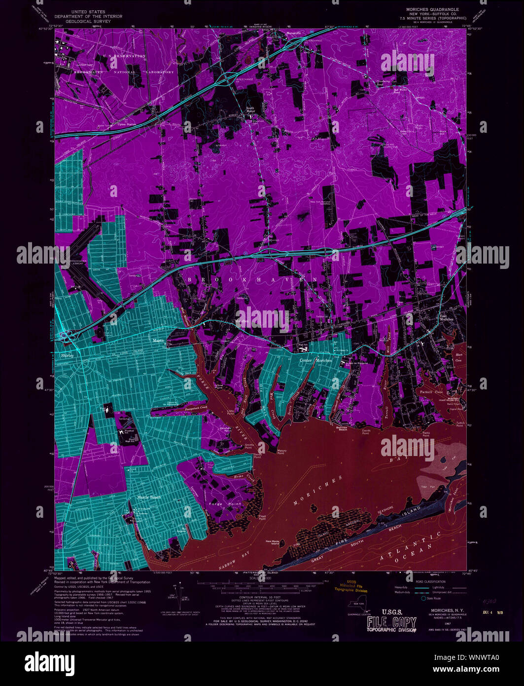 New York NY Moriches 130671 1967 24000 Inverted Restoration Stock Photo