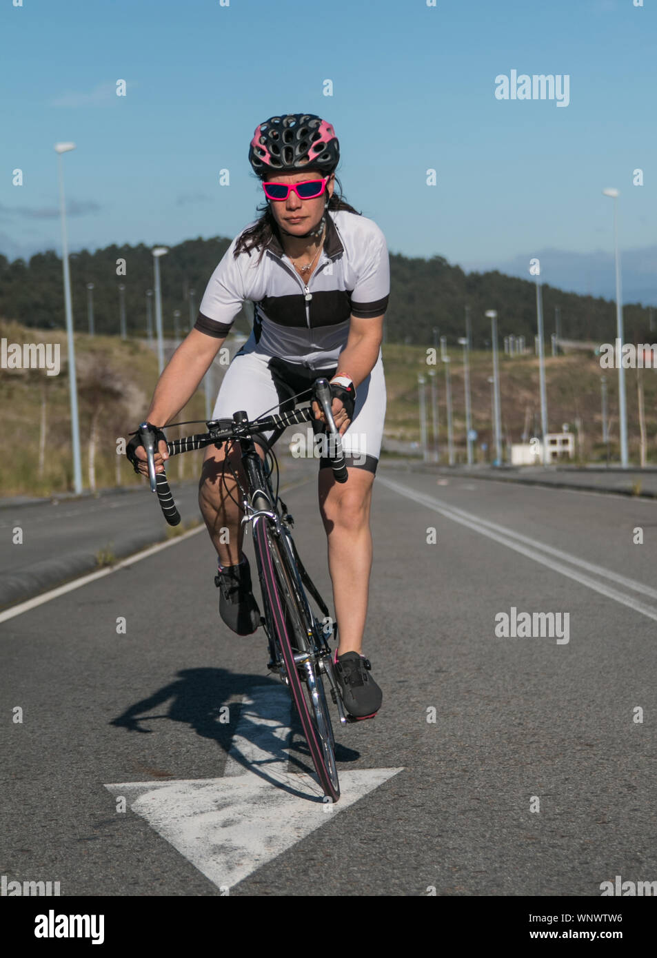 cyclist on road, competition Stock Photo
