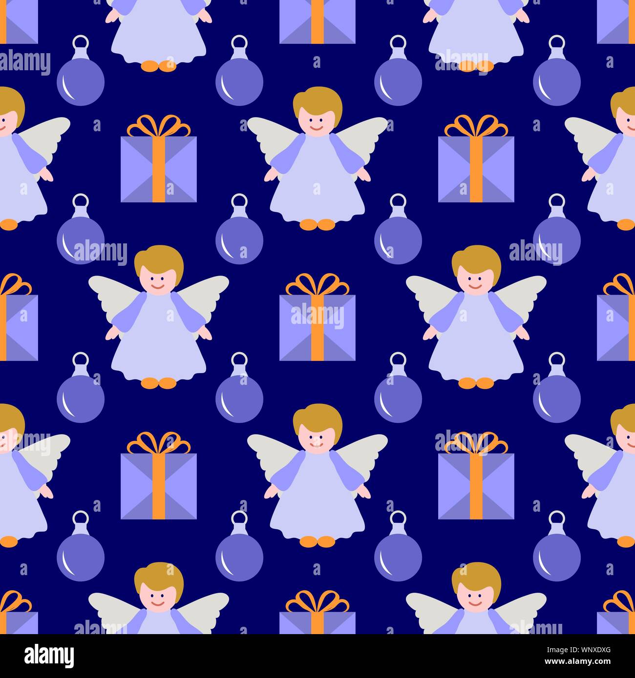 Happy new year 2020, Merry Christmas vector seamless pattern with angel ...