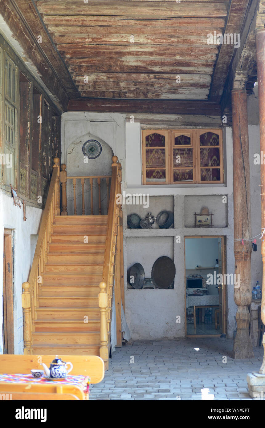 Hotel Rabat in the old quarter of Samarkand city, Uzbekistan. Part of the hotel was an old synagogue for the local Jewish community. Stock Photo