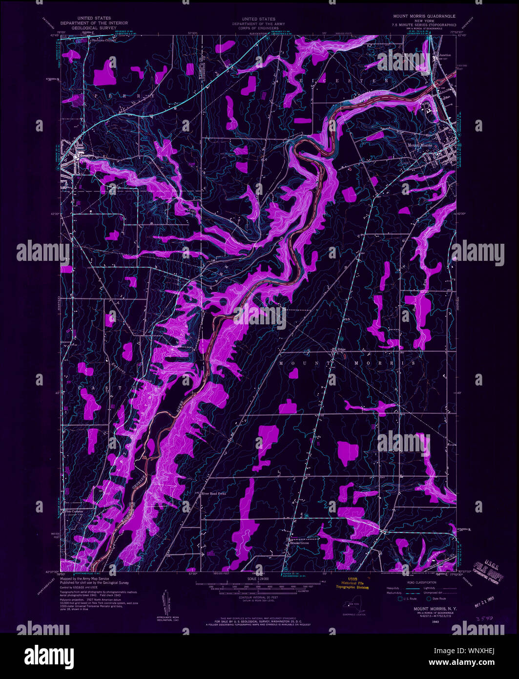 New York NY Mount Morris 130713 1943 24000 Inverted Restoration Stock