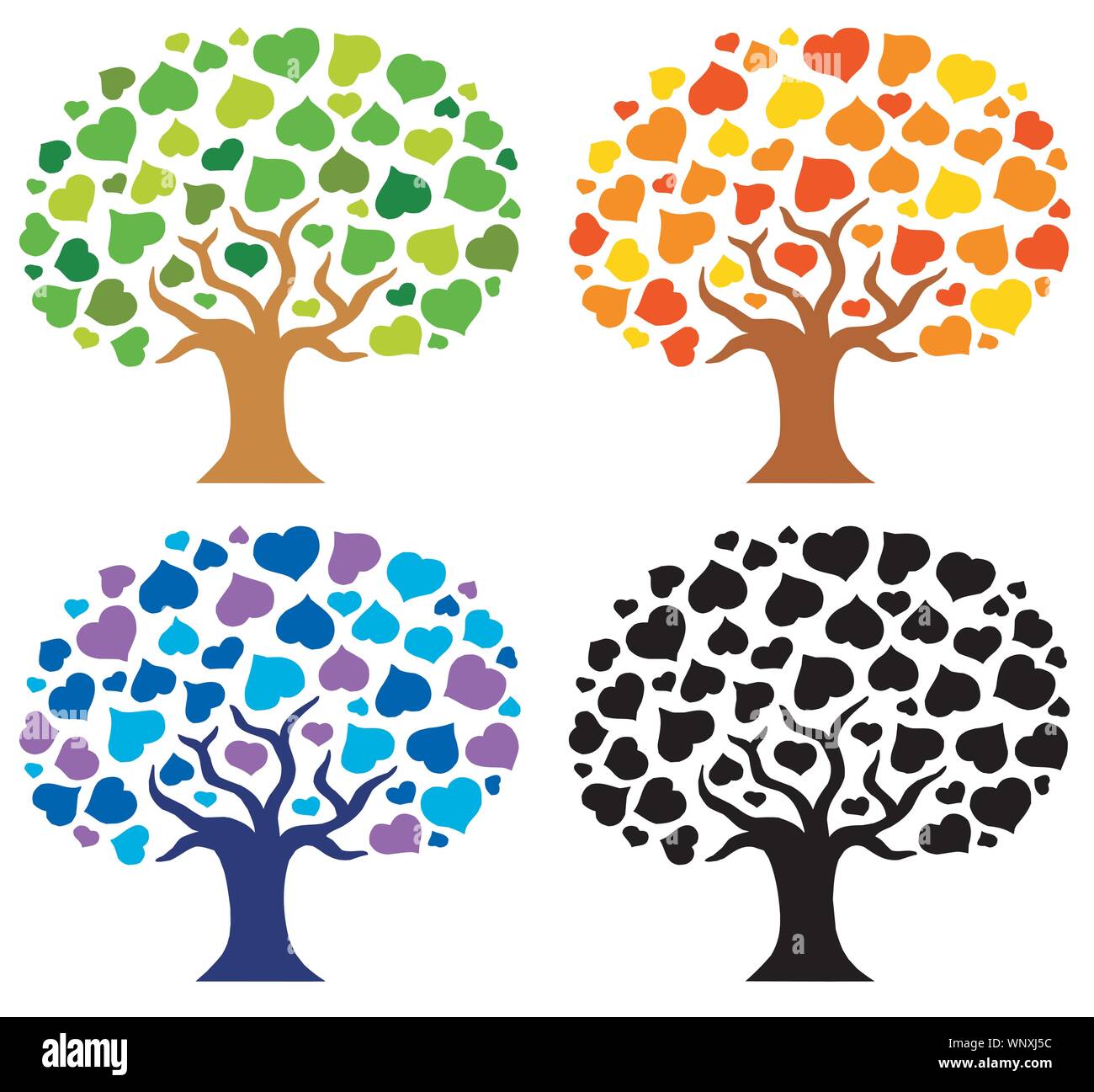 Various trees silhouettes Stock Vector