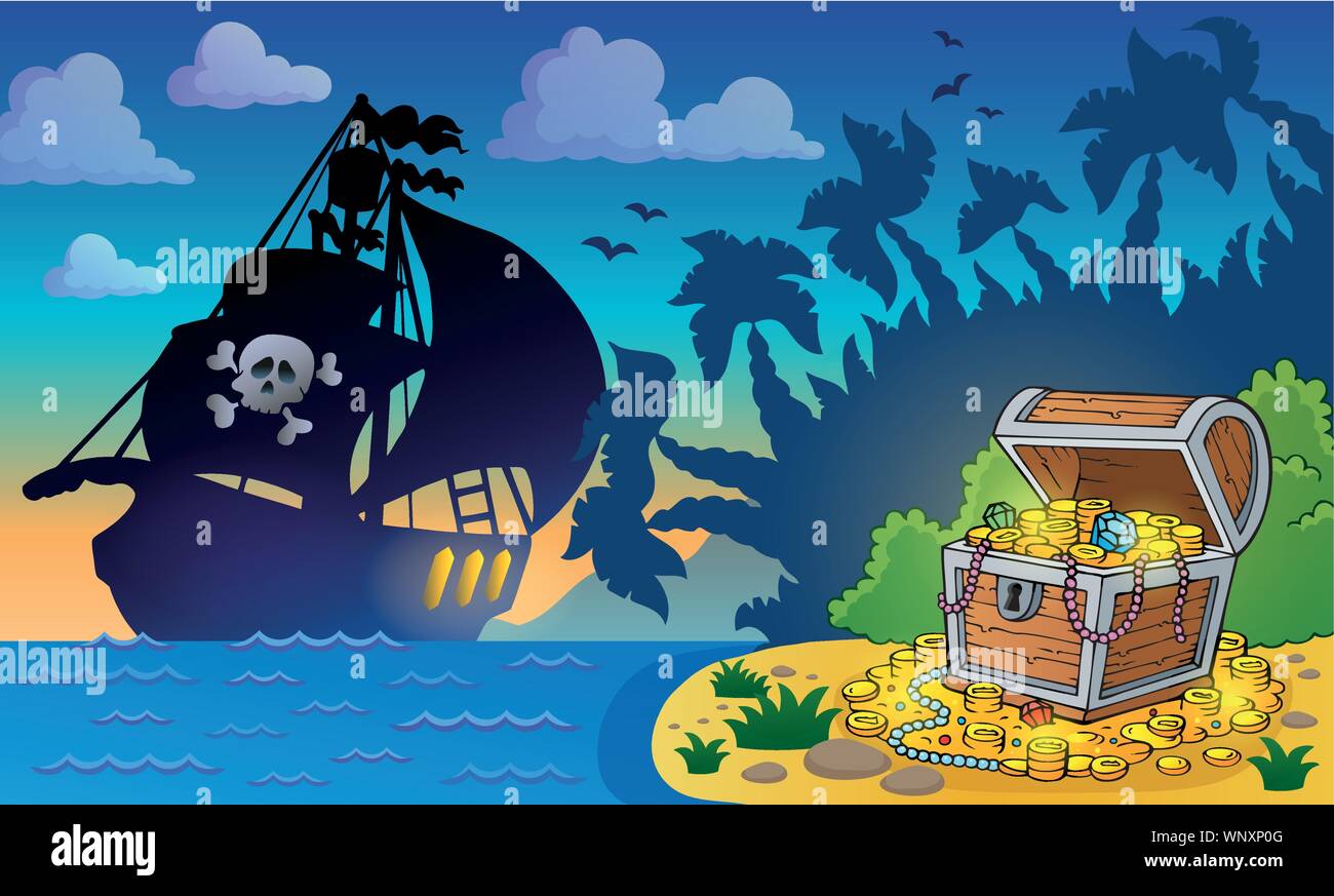 Pirate theme with treasure chest 6 Stock Vector Image & Art - Alamy