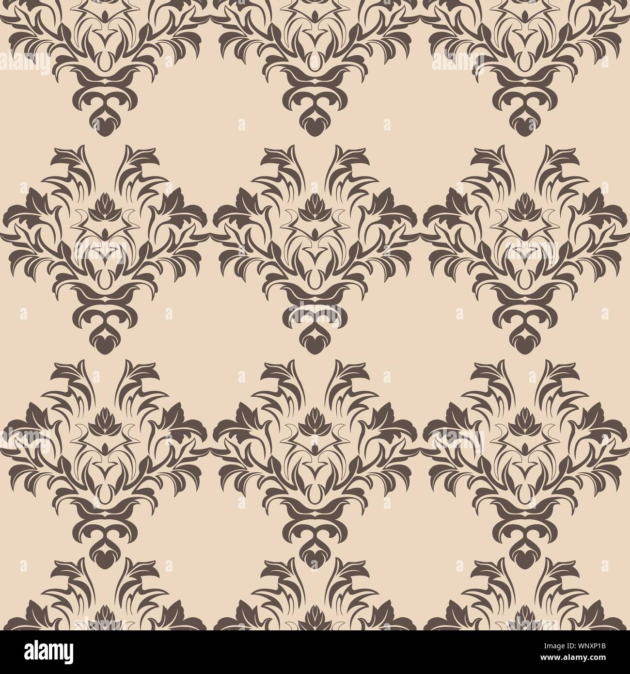 beige romance vector seamless pattern.Pattern for tile of curtains for wallpaper Stock Vector