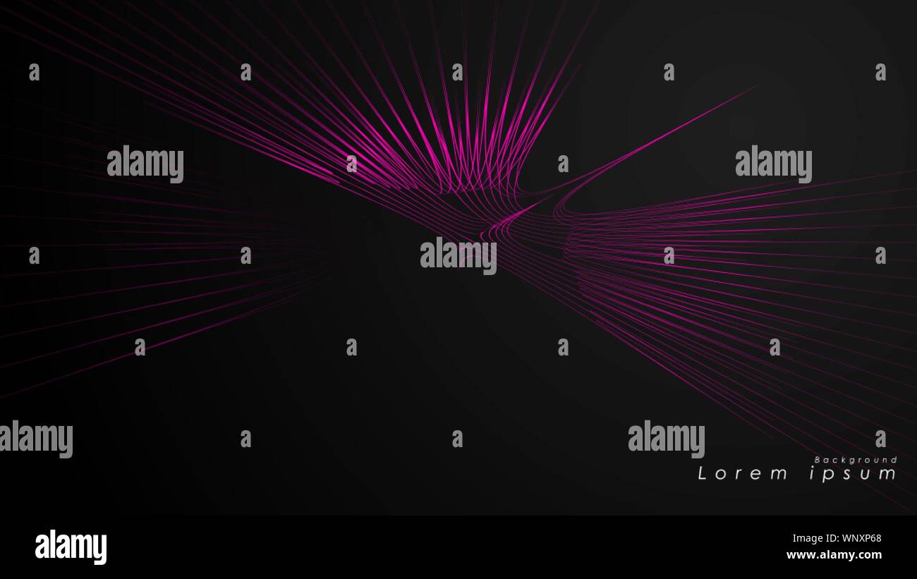 Abstract background of wavy futuristic pink lines. The pink line forms ...