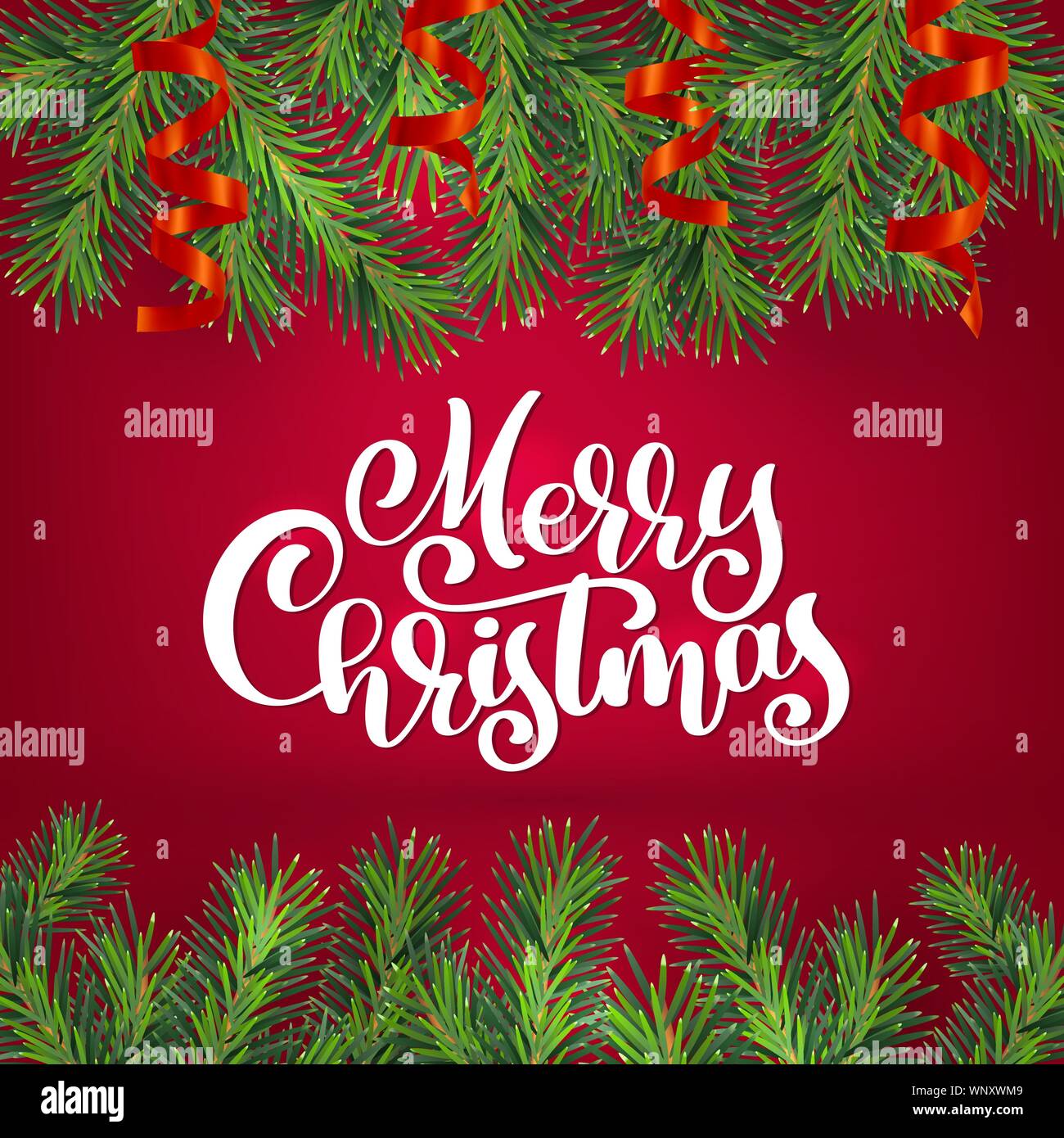 Vector new year and Christmas wreath with white calligraphy Merry ...