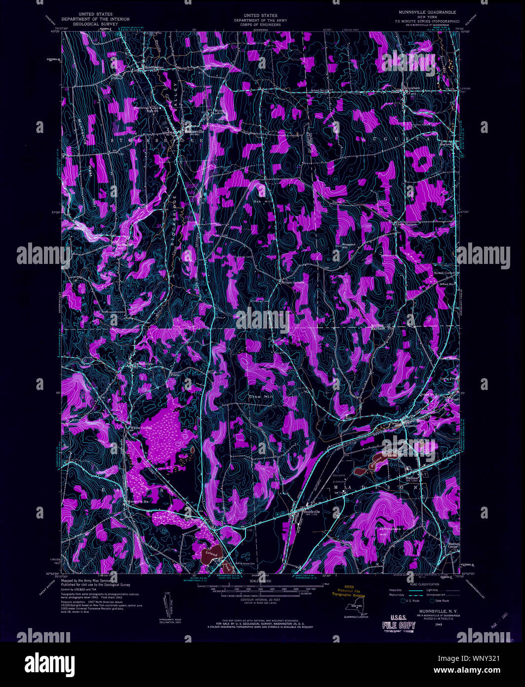 New York NY Munnsville 130732 1943 24000 Inverted Restoration Stock