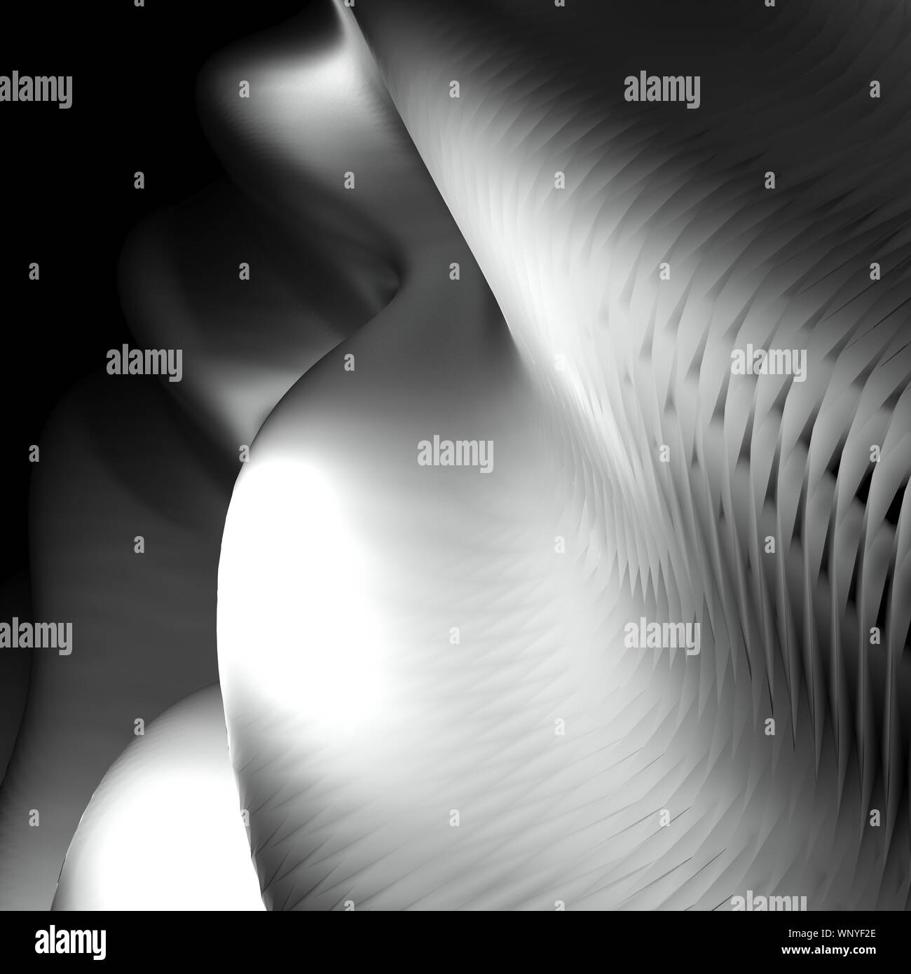 Abstract waving surface on black background - 3D rendering illustration Stock Photo