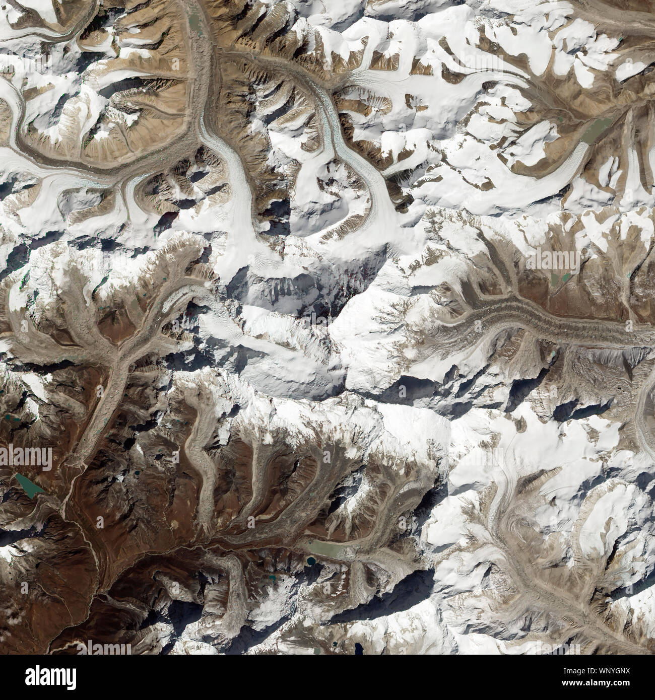 Himalayan Mountains, with Mount Everest, August 7, 2017, Nepal and China, by NASA/Jesse Allen & Robert Simmon/DPA Stock Photo