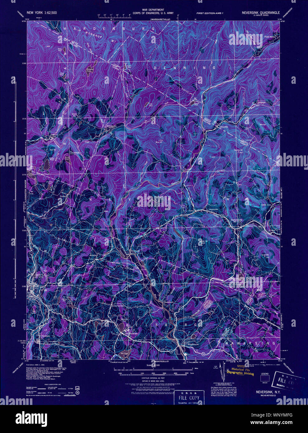 New York NY Neversink 130782 1944 62500 Inverted Restoration Stock