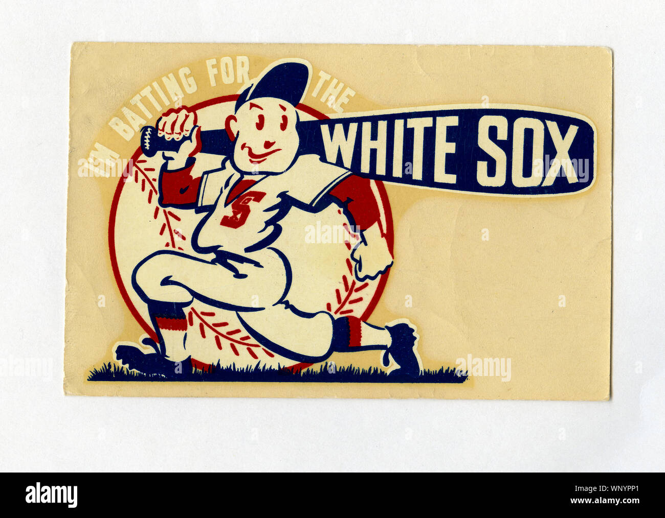 Vintage Chicago White Sox team logo decal circa 1940s and 50s. Stock Photo