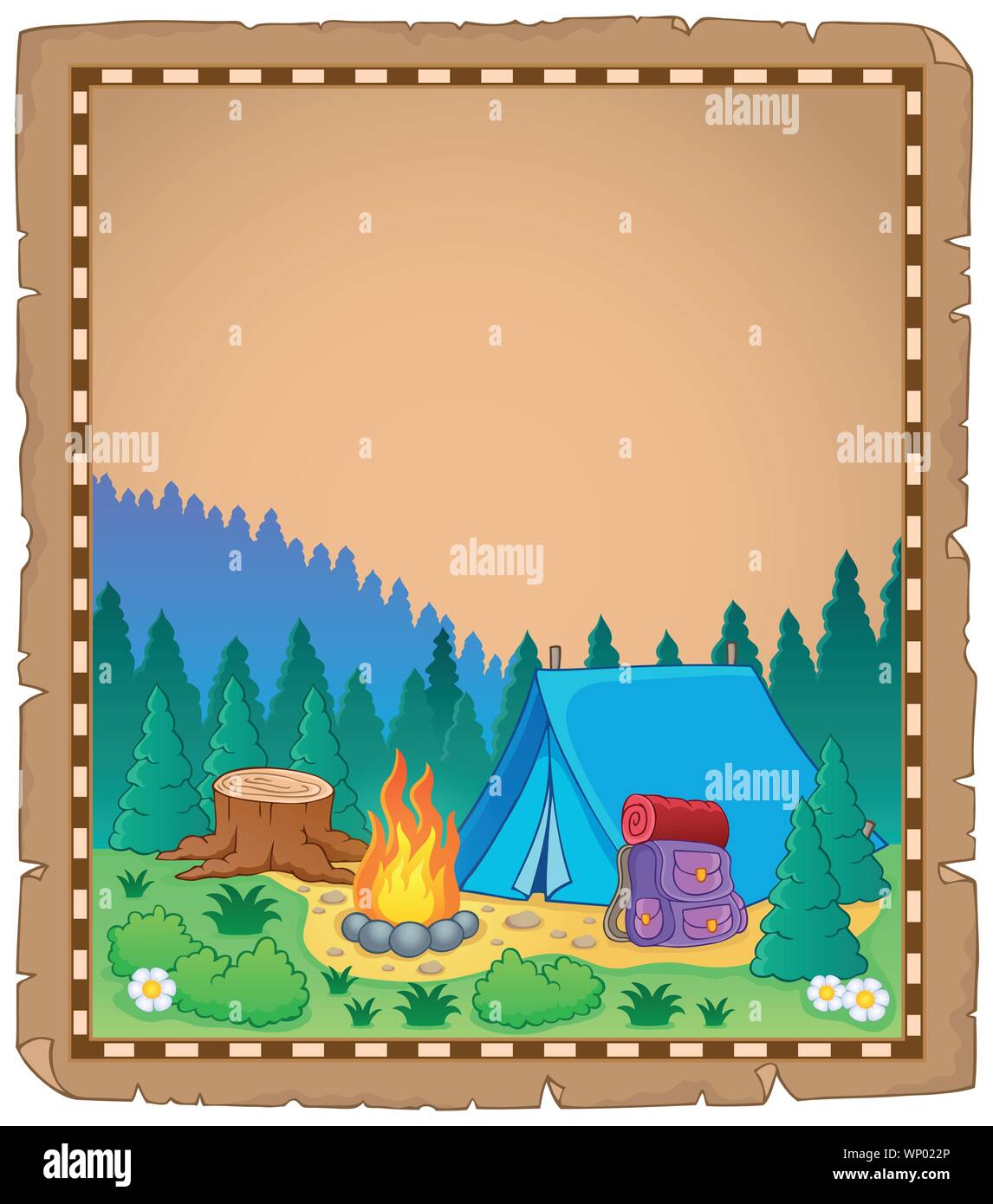 Parchment with campsite theme 1 Stock Vector Image & Art Alamy