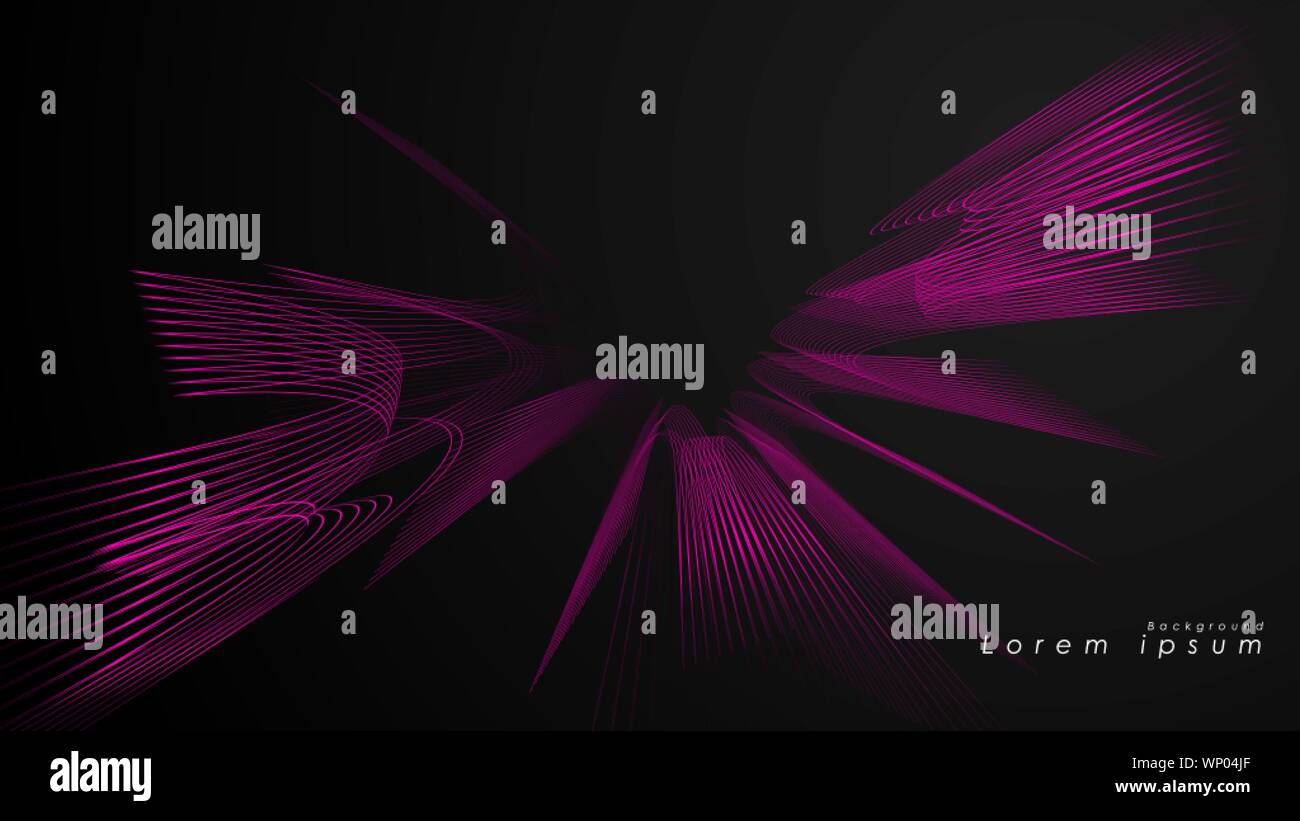 Abstract background of wavy futuristic pink lines. The pink line forms ...