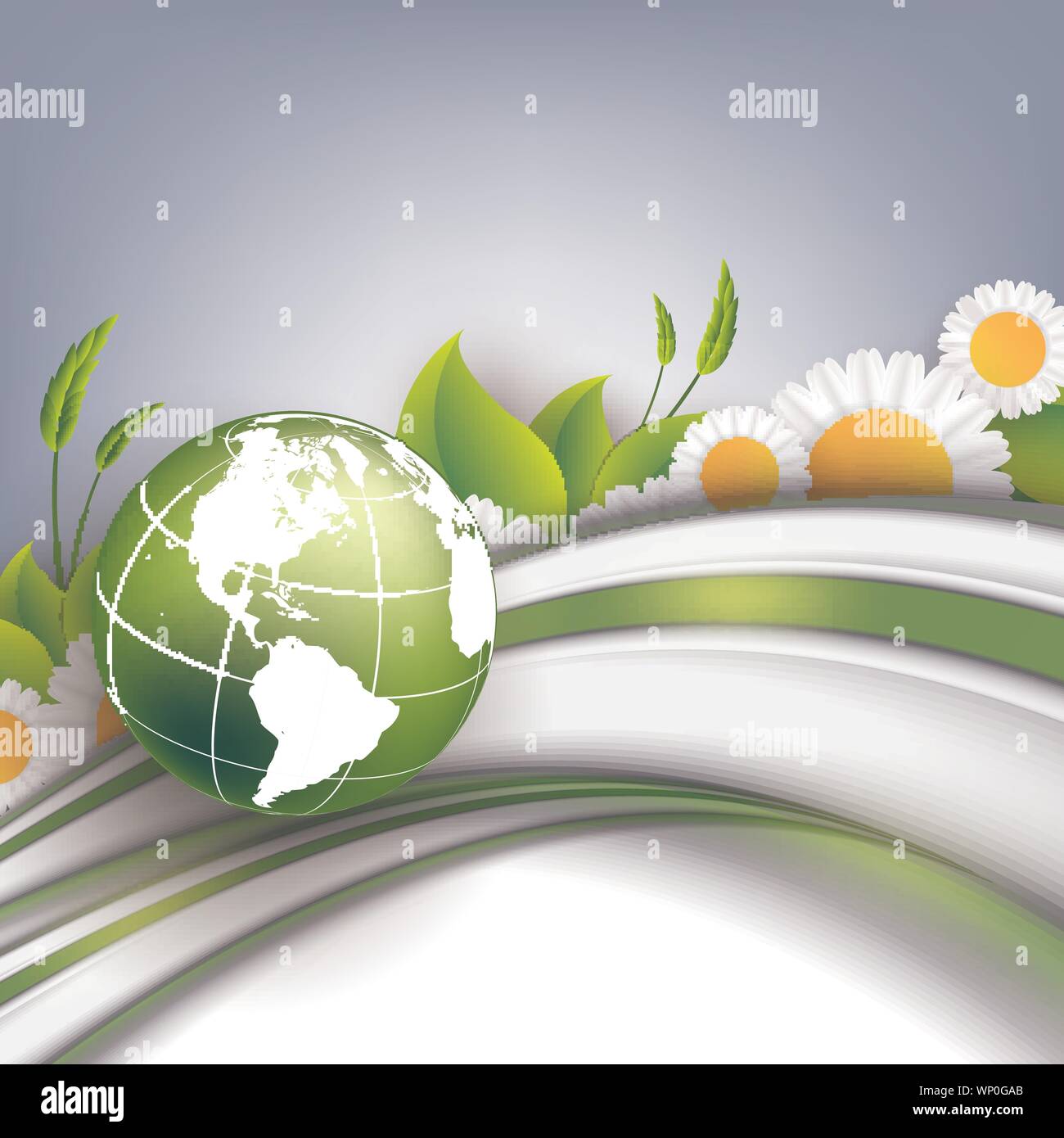 floral environmental vector frame with globe Stock Vector Image & Art ...