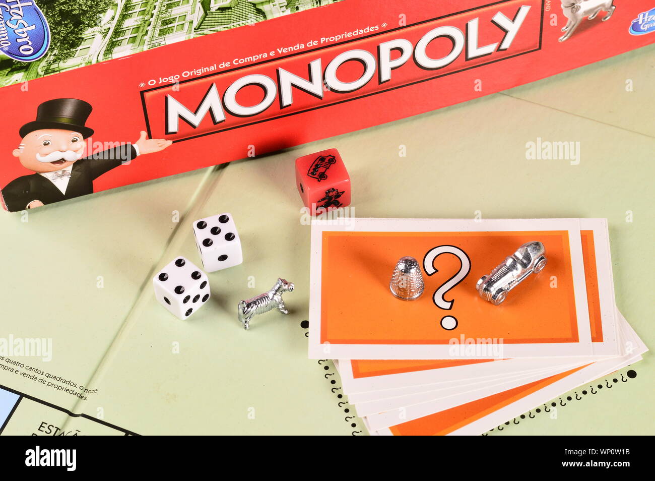 Monopoly game on the table Stock Photo