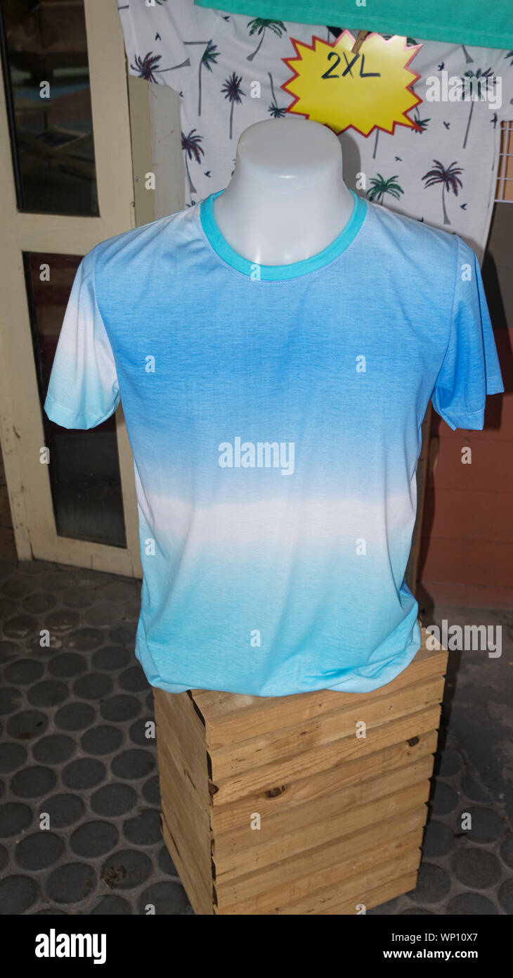 blue t shirt summer fashion display man casual Stock Photo