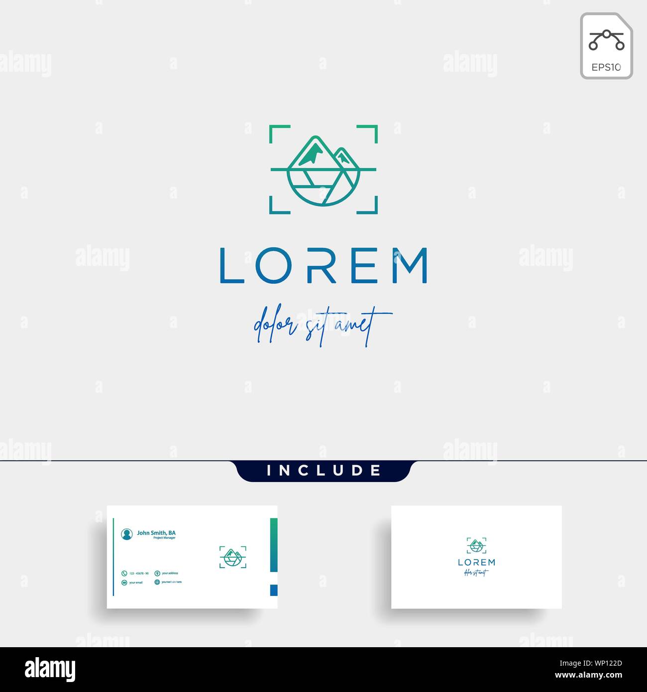 Camera Mountain Logo Template Vector Design Stock Vector