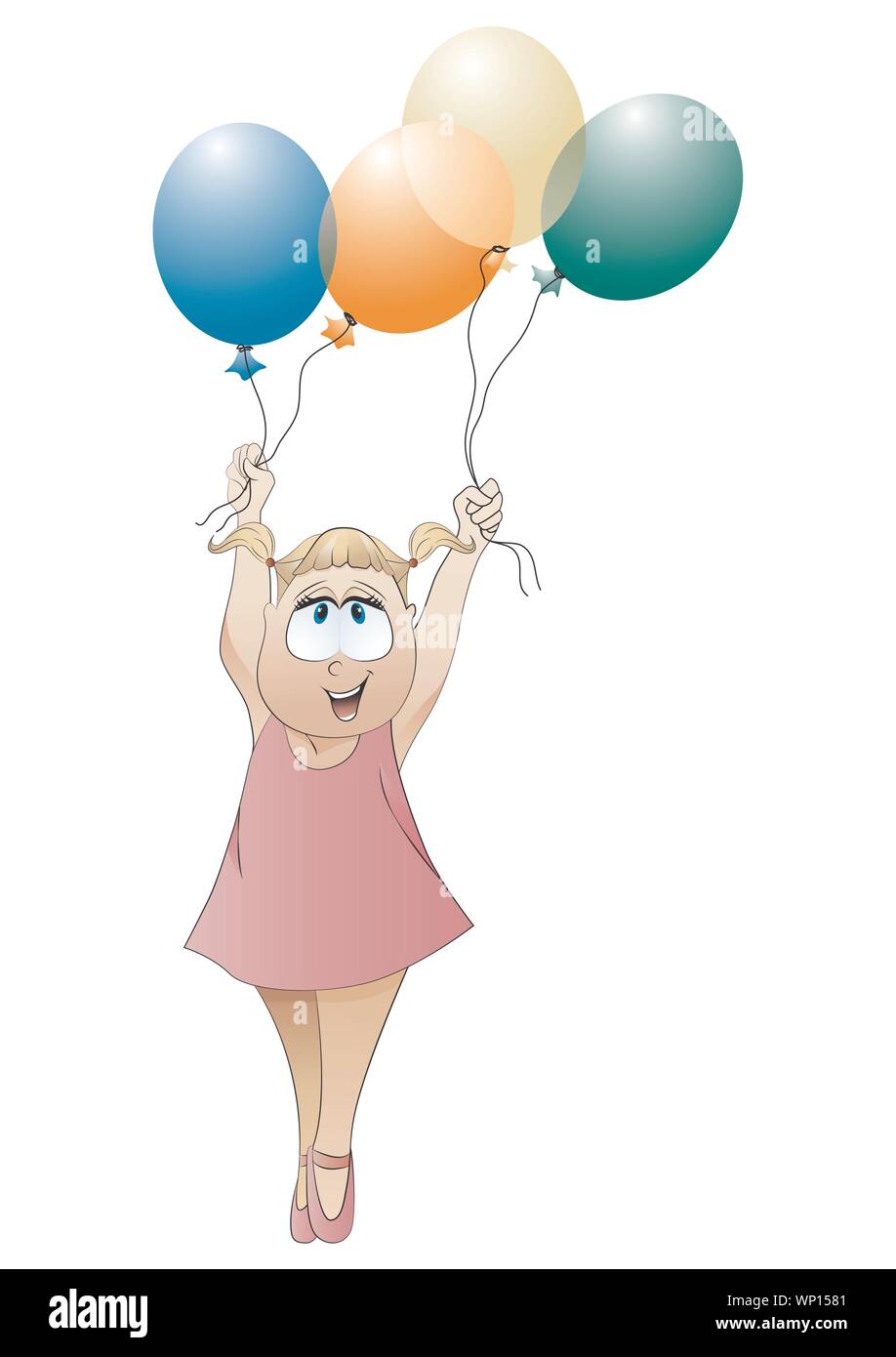 Little girl and balloons Stock Vector Image & Art - Alamy