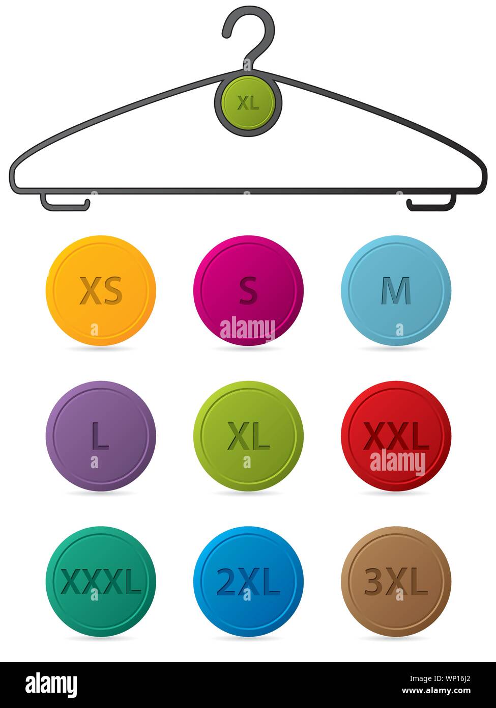 Clothes sizes sign xs s m l xl xxl icon Royalty Free Vector