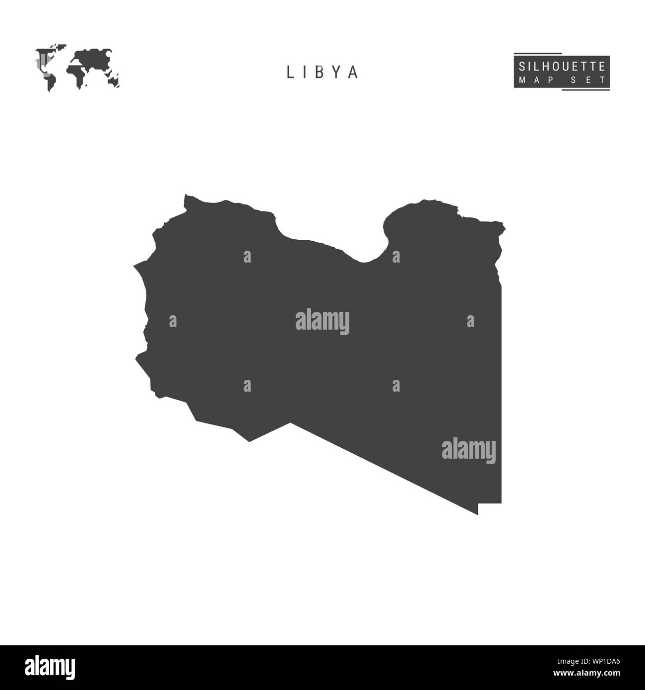 Libya Blank Map Isolated on White Background. High-Detailed Black ...