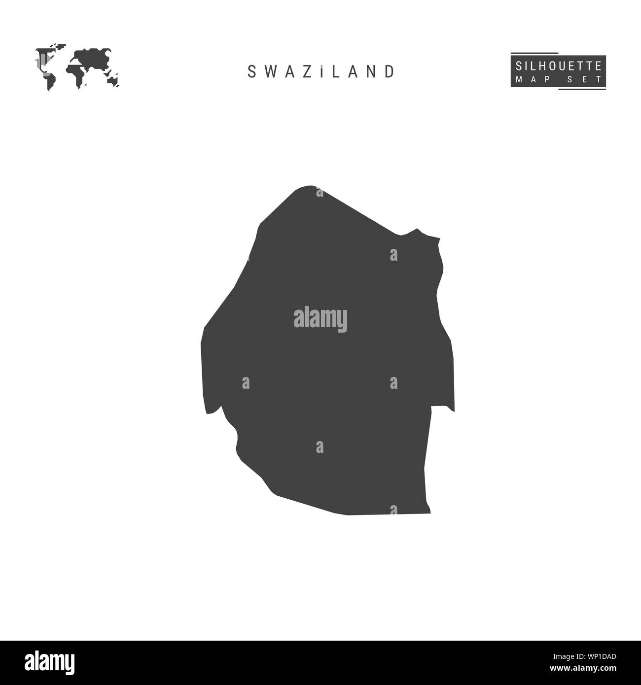 Swaziland Blank Map Isolated on White Background. High-Detailed Black ...