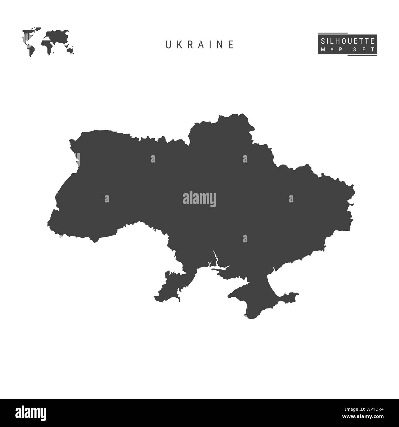 Ukraine Blank Map Isolated on White Background. HighDetailed Black