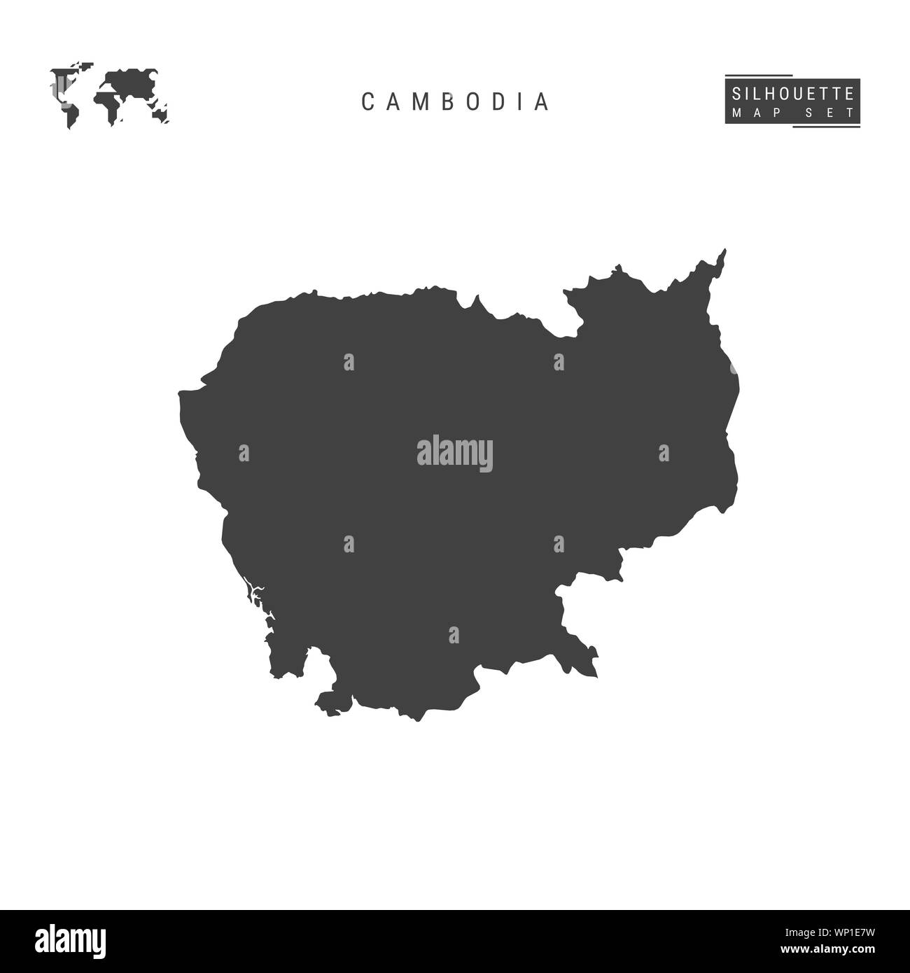 Cambodia Blank Map Isolated on White Background. High-Detailed Black ...