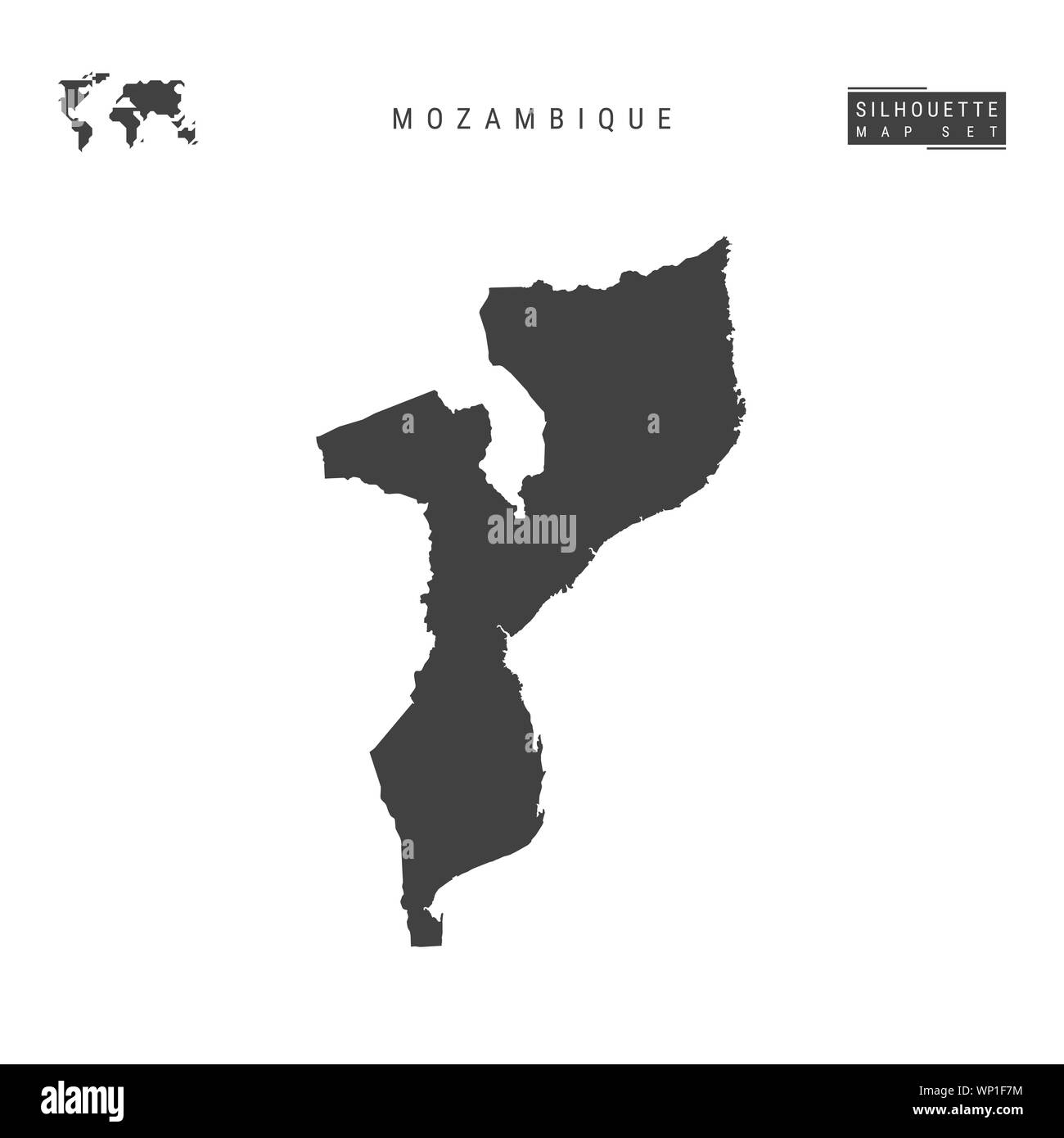 Mozambique Blank Map Isolated on White Background. High-Detailed Black ...