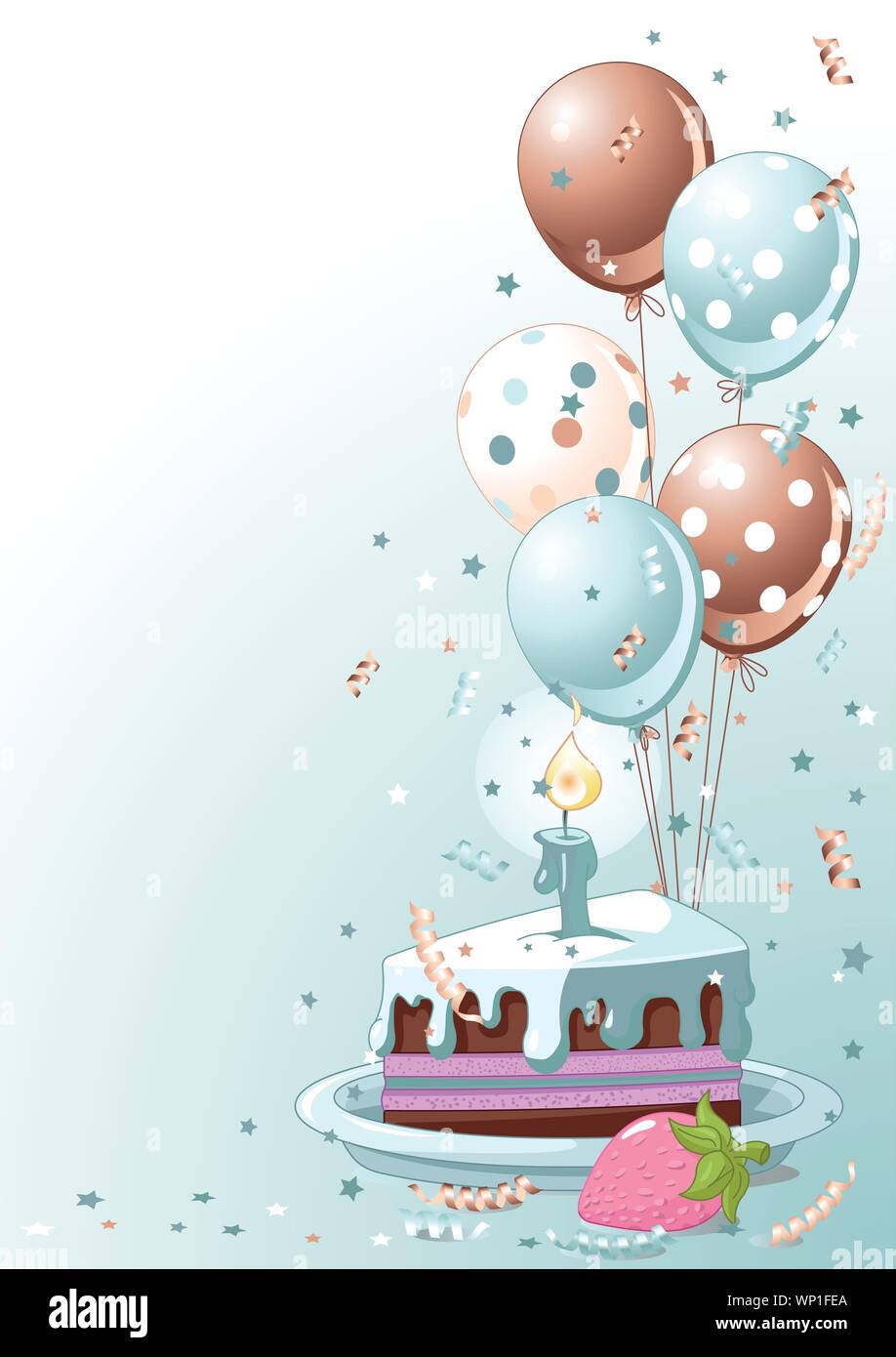 Slice of Birthday Cake with Balloons Stock Vector Image & Art - Alamy