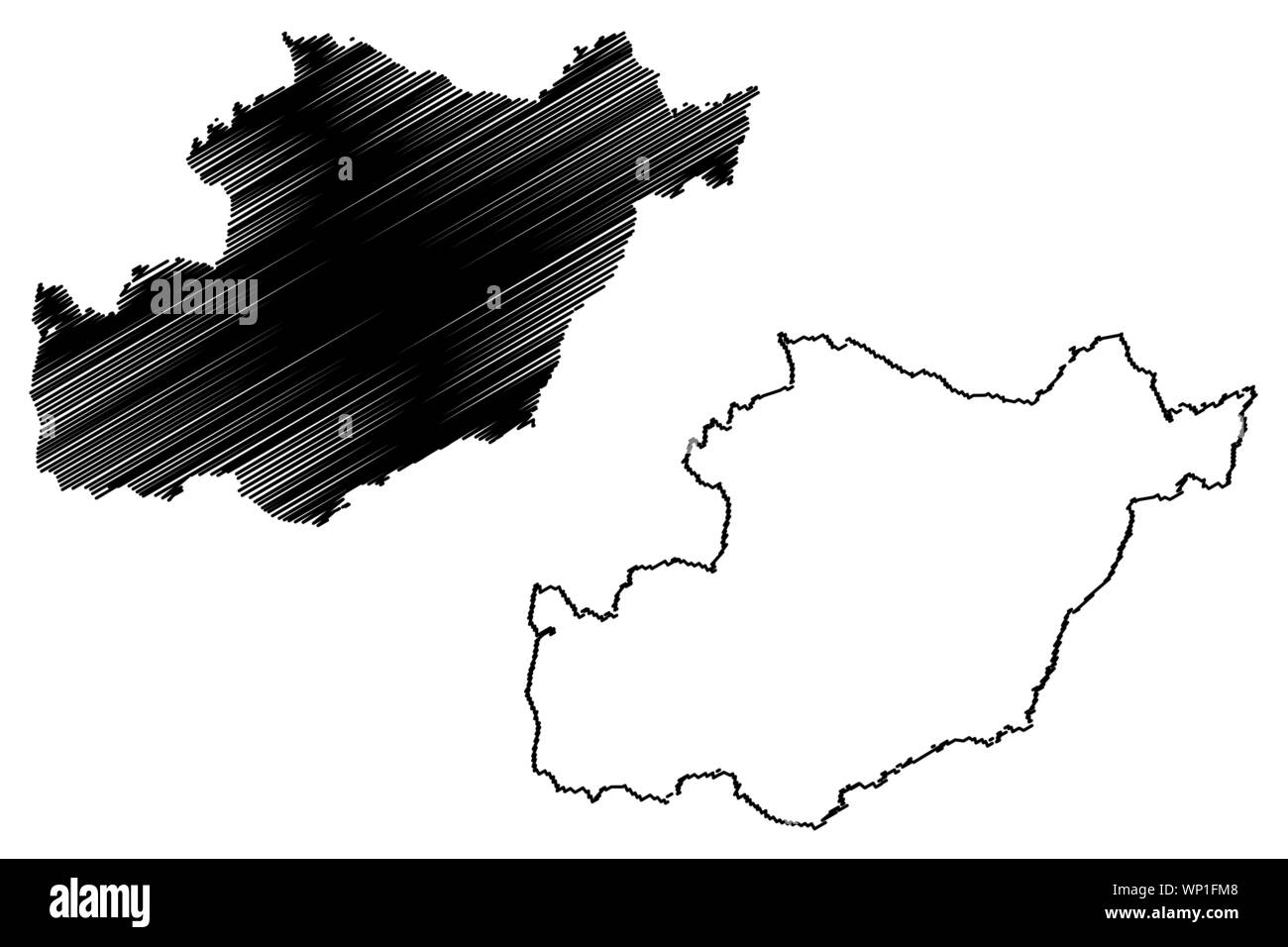 Beja District (Portuguese Republic, Portugal) map vector illustration, scribble sketch Beja map Stock Vector