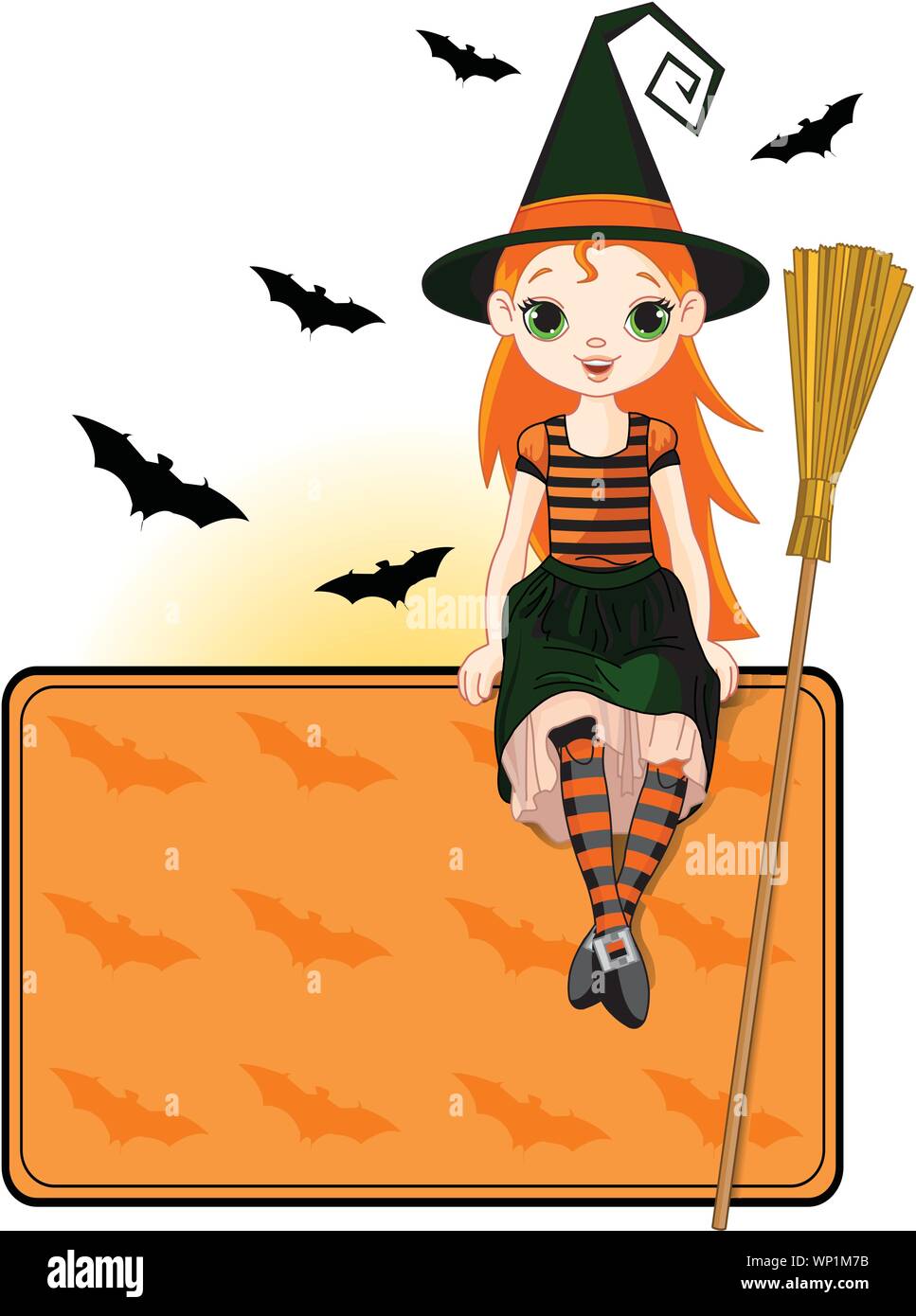 Little Halloween Witch place card Stock Vector Image &amp; Art - Alamy