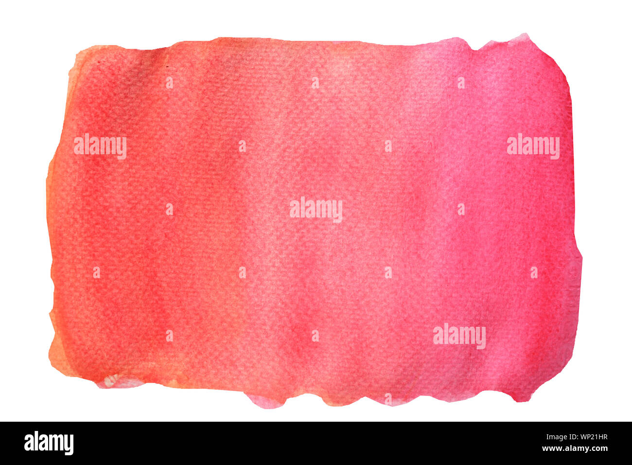 Red and pink color stains flow on orange color surface isolated on white background ,  Illustration abstract and bright background from watercolor han Stock Photo