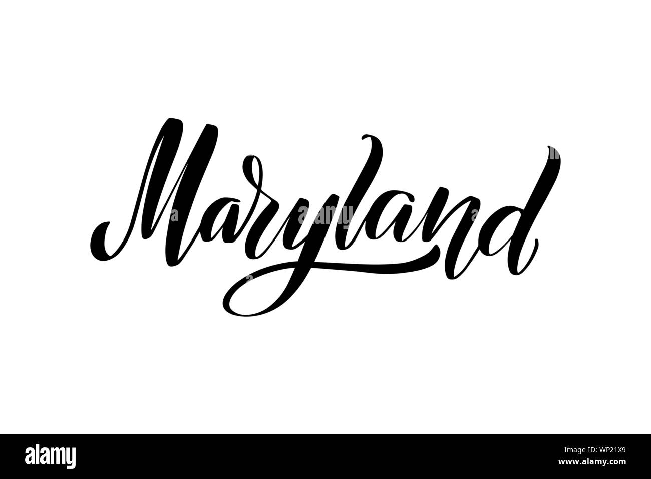 brush lettering Maryland Stock Vector