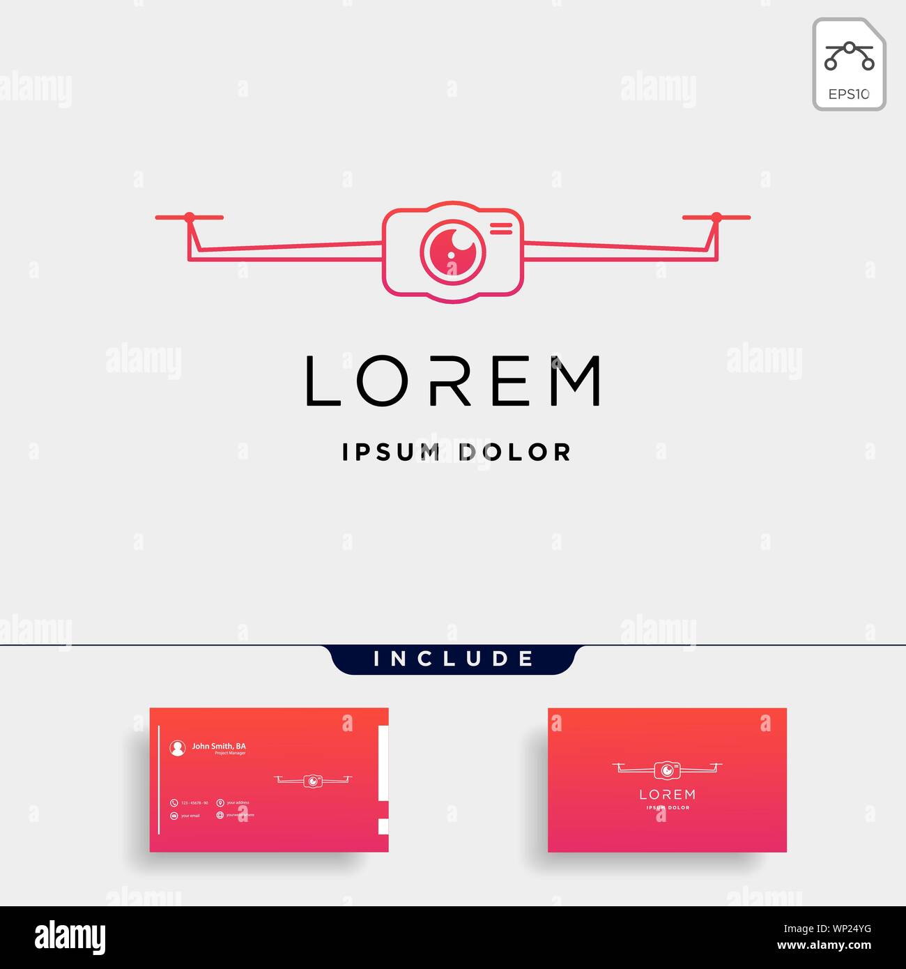 Camera Drone Logo Template Vector Icon Design Stock Vector