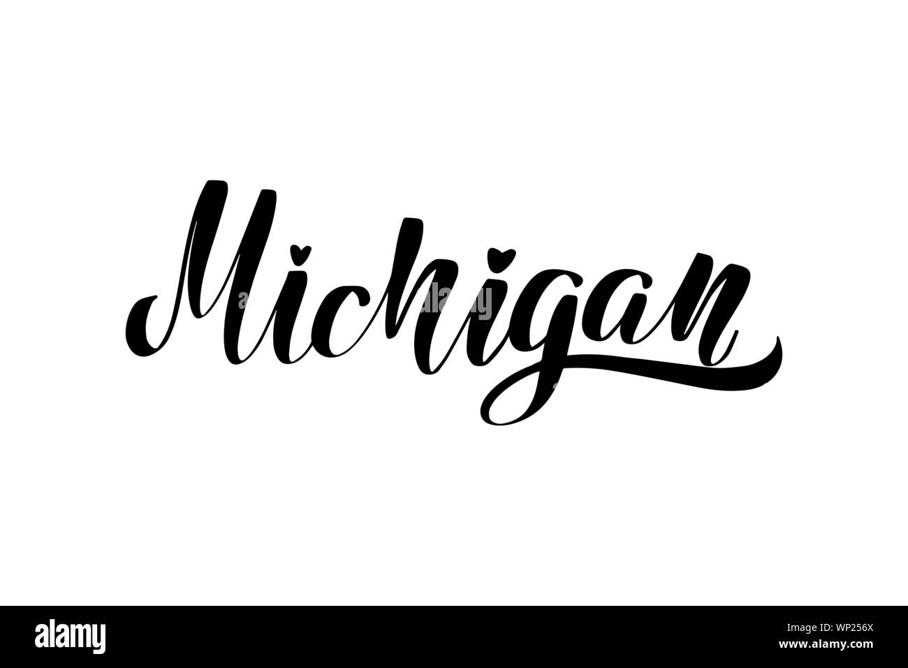 Handwritten Lettering Michigan Stock Vector Image And Art Alamy
