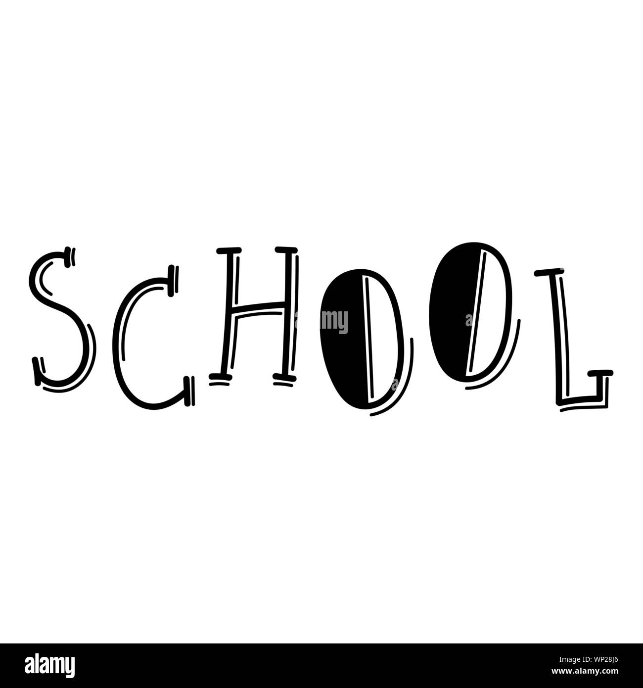 School lettering typography modern cool design style Stock Vector Image ...