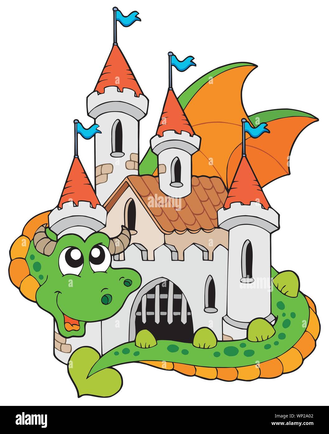 Dragon with old castle Stock Vector Image & Art - Alamy