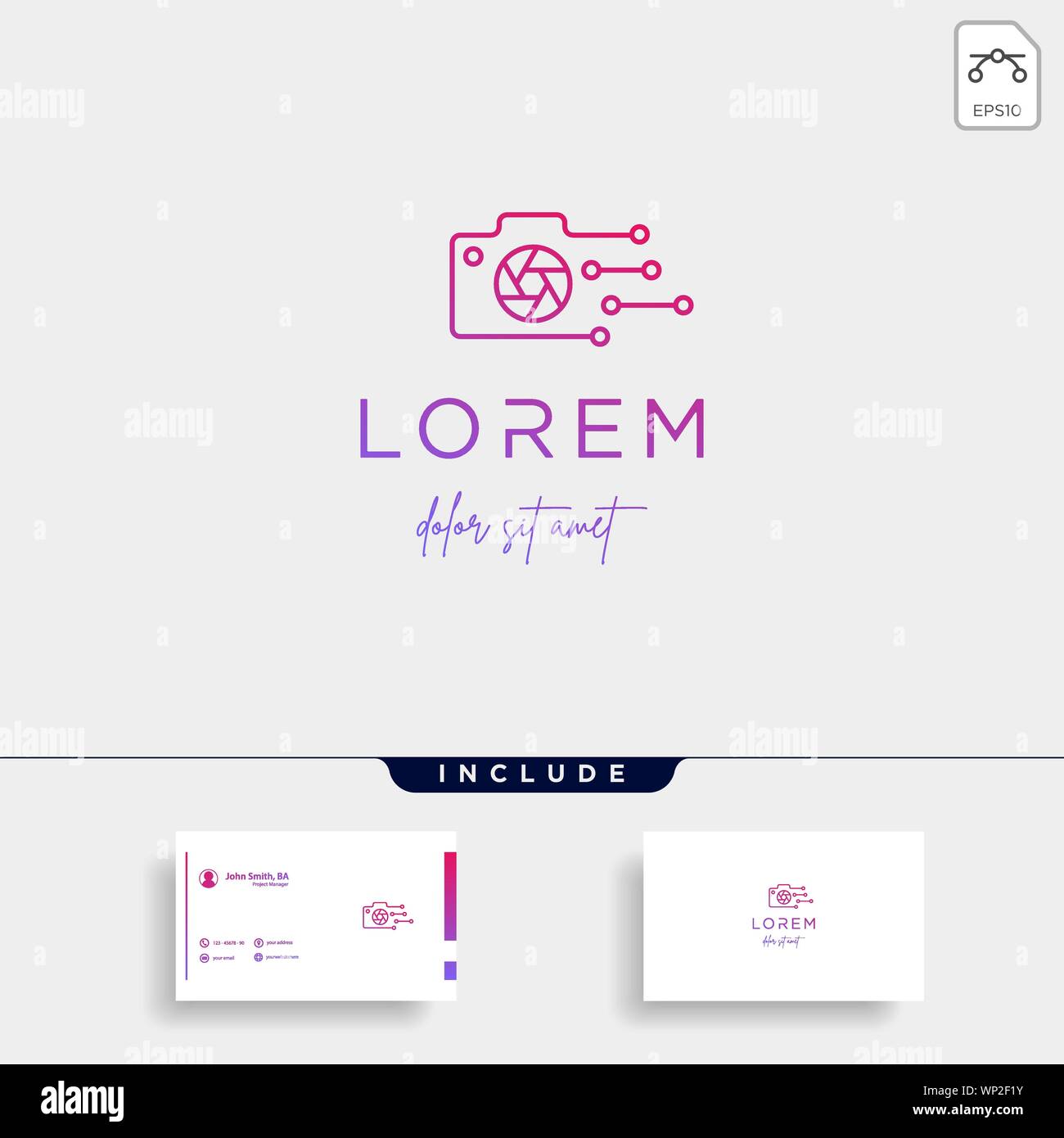 Digital Camera Logo Template Vector Design Icon Stock Vector