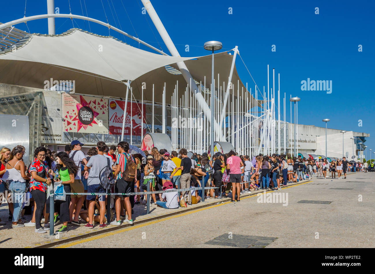 Queue for Billie Eilish concert  at the Altice Arena Lisbon Portugal Stock Photo