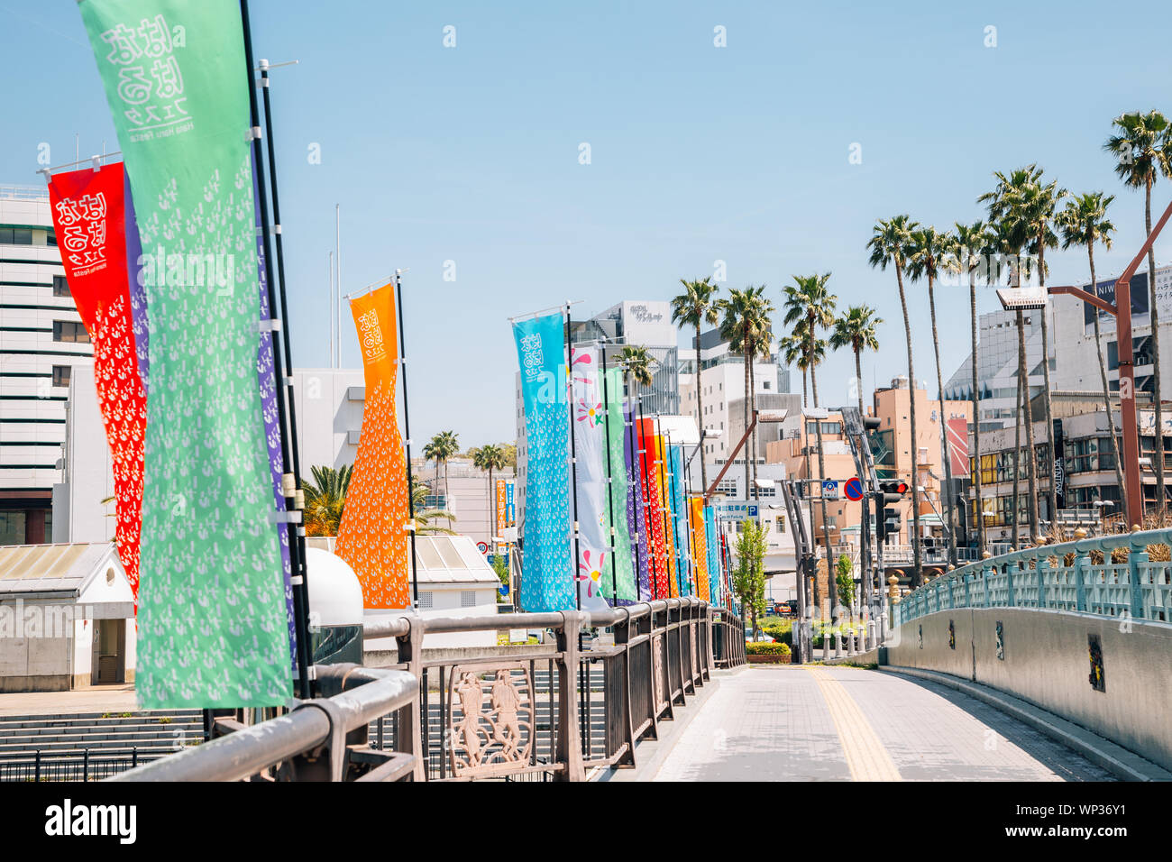 Tokushima, Shikoku, Japan April 18, 2019 Tokushima city and bridge