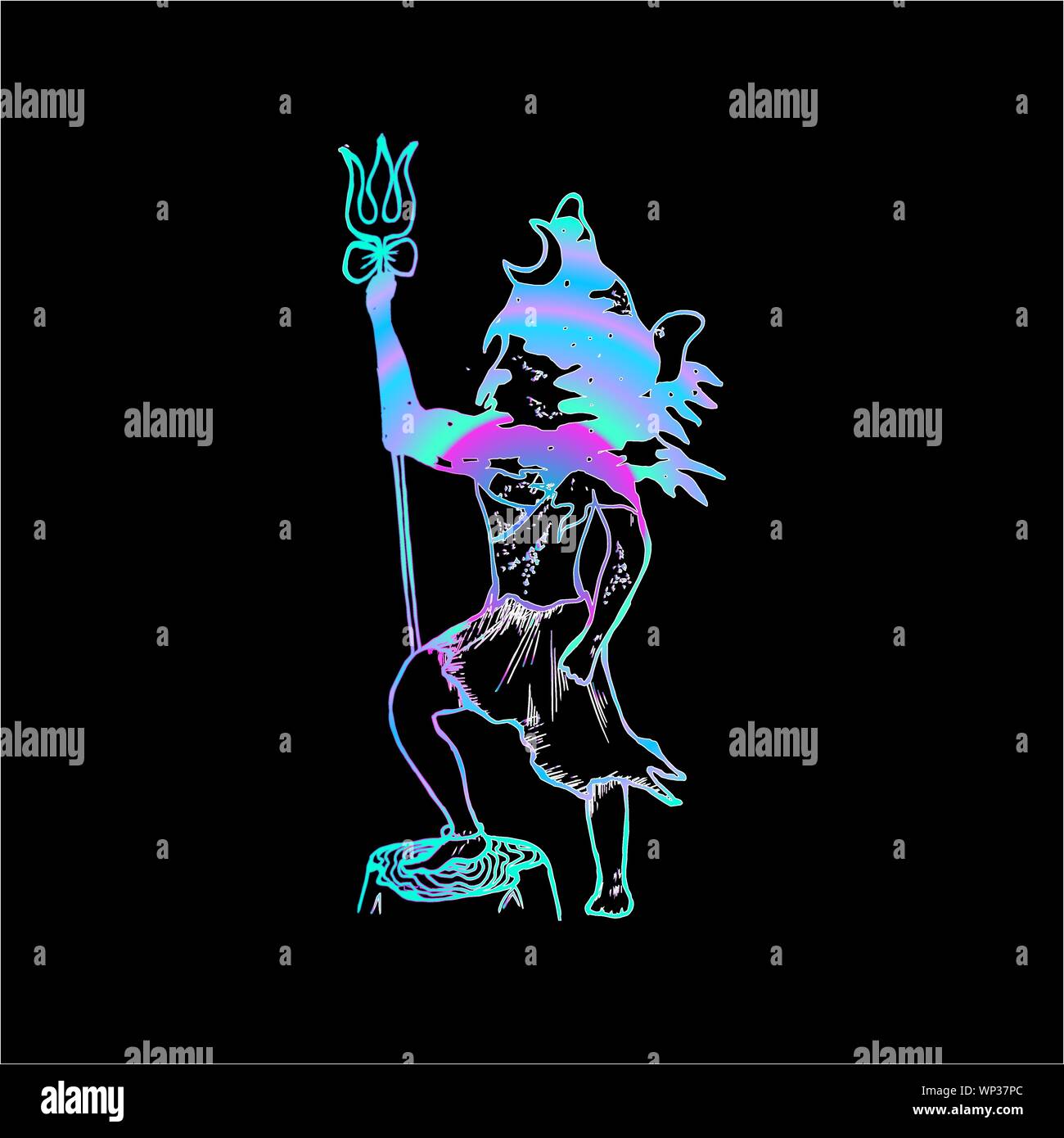 Lord Shiva Silhouette Drawing, Shivratri Mahadev in meditation pose scenery  Drawing with Abstract art background Stock Photo - Alamy